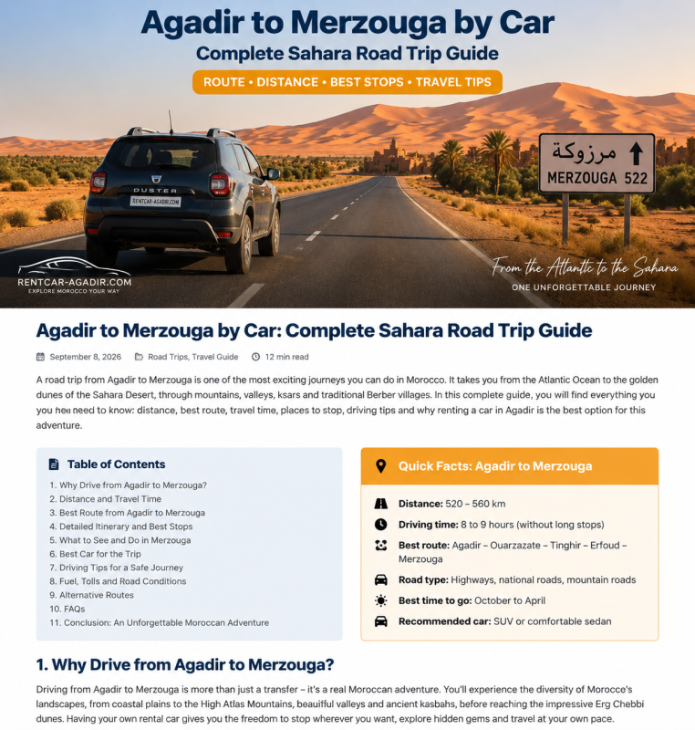 7 seater car rental Agadir for family trips in Morocco